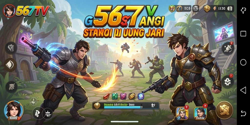 Tampilan gameplay seru dengan strategi membangun dan pertempuran.