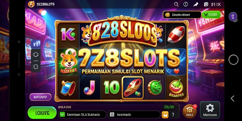 Gambar gameplay menarik dari 8728SLOTS dengan mesin slot yang berwarna-warni.