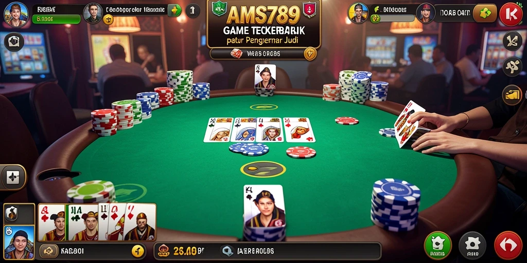 Screenshot gameplay AMS789 menampilkan aksi seru permainan Poker.