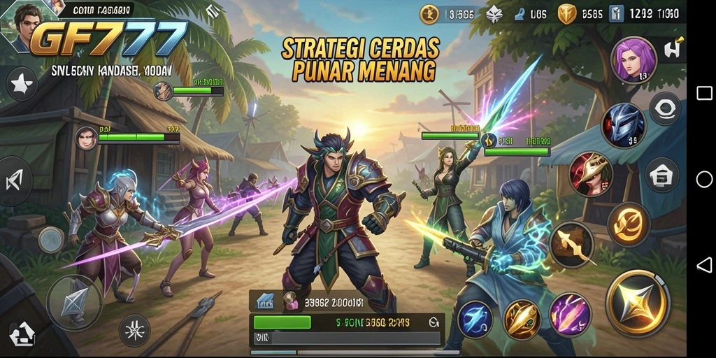 Tangkapan layar utama GF777 menunjukkan aksi strategi yang memukau.