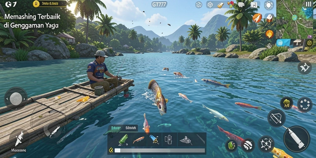 Screenshot gameplay GT777 menampilkan aksi memancing yang seru dan mengasyikkan.