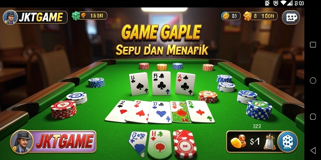 Tampilan seru gameplay Gaple di JKTGAME.