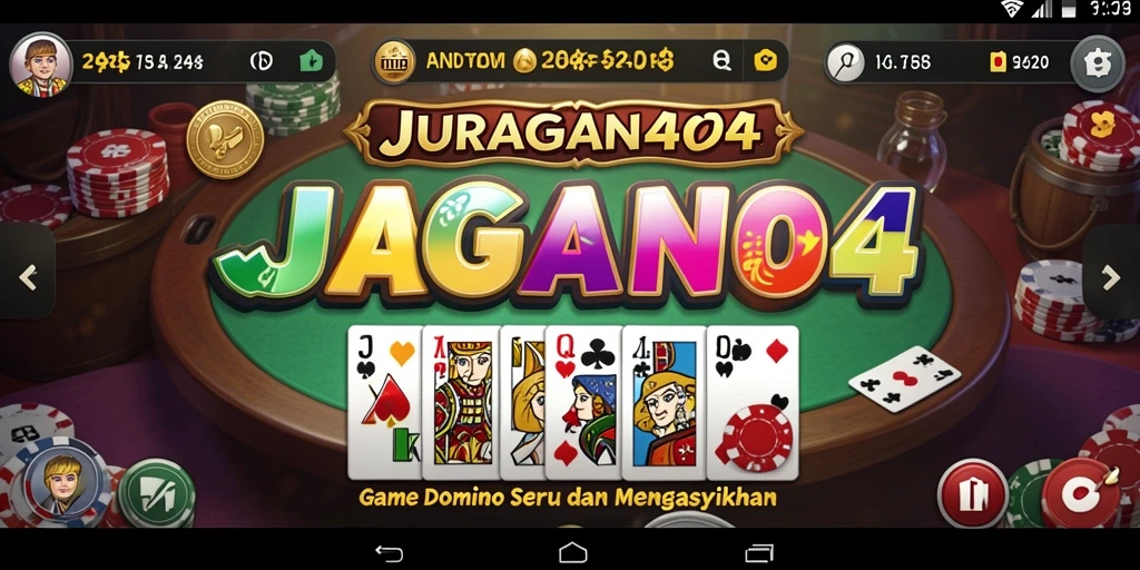 Screenshot gameplay JURAGAN404 yang menampilkan serunya permainan Domino.