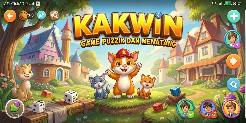 Screenshot gameplay menarik dari KAKWIN menampilkan tantangan Puzzle.