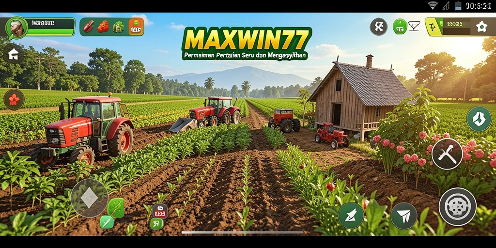 Tampilan gameplay <strong>MAXWIN77</strong> yang memperlihatkan petualangan bertani yang menyenangkan.