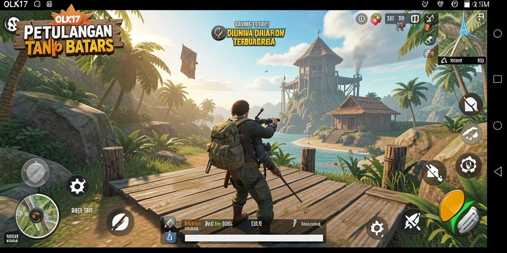 Screenshot gameplay OLX17 menampilkan dunia terbuka yang indah dan interaktif.