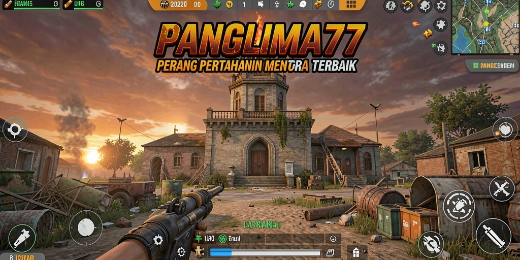 Tampilan gameplay menakjubkan dari PANGLIMA77 dengan aksi pertahanan menara.