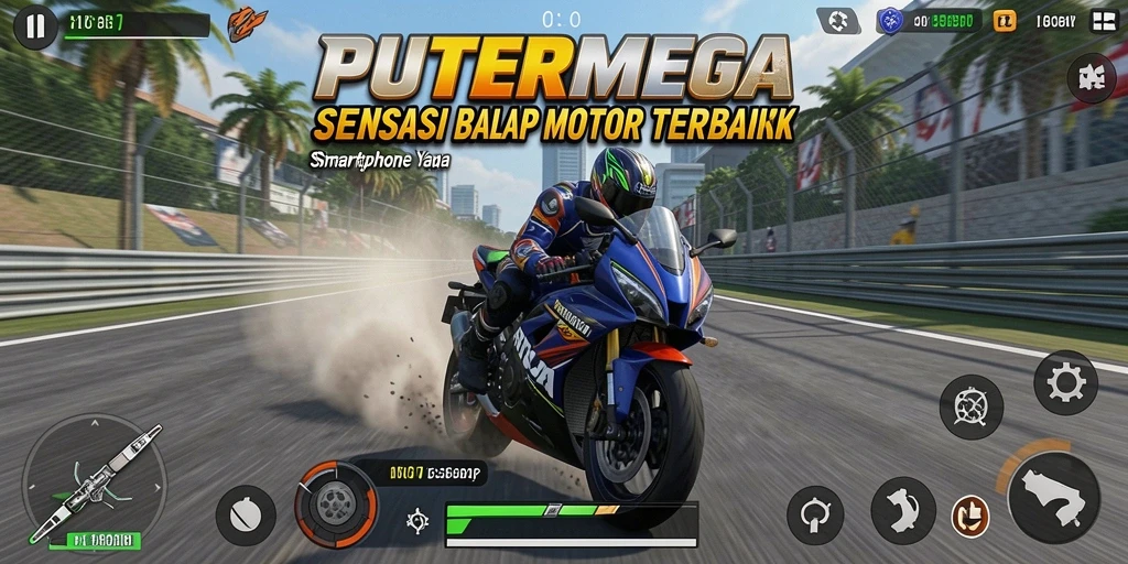 Gameplay PUTERMEGA yang seru dan mendebarkan di sirkuit balap.
