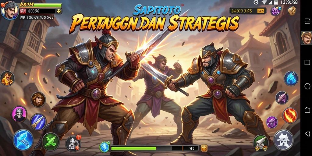 Tangkapan layar gameplay SAPITOTO menampilkan duel mendebarkan antar karakter.