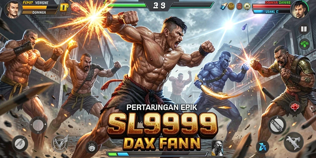 Gameplay SL999 menampilkan pertarungan seru dengan karakter yang beragam.