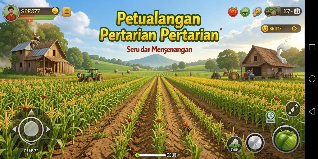 Tampilan gameplay SR877 yang menarik dengan berbagai aktivitas pertanian.