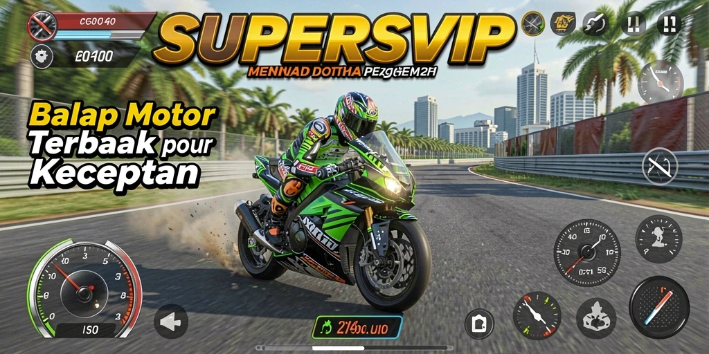 Tampilan gameplay seru dalam balapan motor.