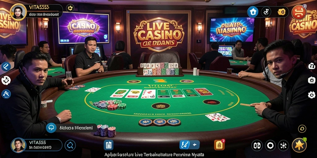 Screenshot gameplay VITA555 menampilkan suasana Live Casino yang menarik.